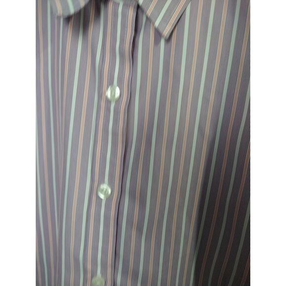 L.L. Bean Woman L Shirt Purple Pink Striped Button 3/4 Sleeve Wrinkle Resistant - Picture 5 of 8
